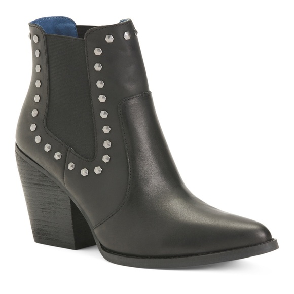 Dingo Stay Sassy Western Booties Women's Studded Ankle Leather Boots Black Sz 7 - Picture 1 of 5